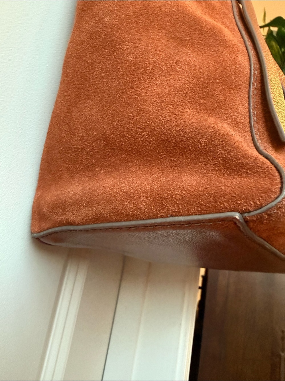 Fossil Suede Tote Bag in Chestnut Brown - Picture 4 of 15